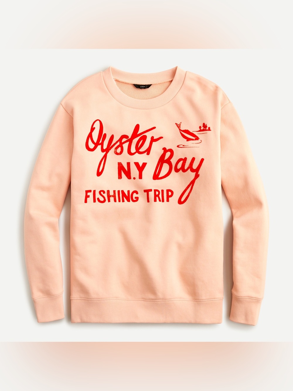 J. Crew Oyster Bay Fishing Trip Women's Sweatshirt - Peach and Red Size XS